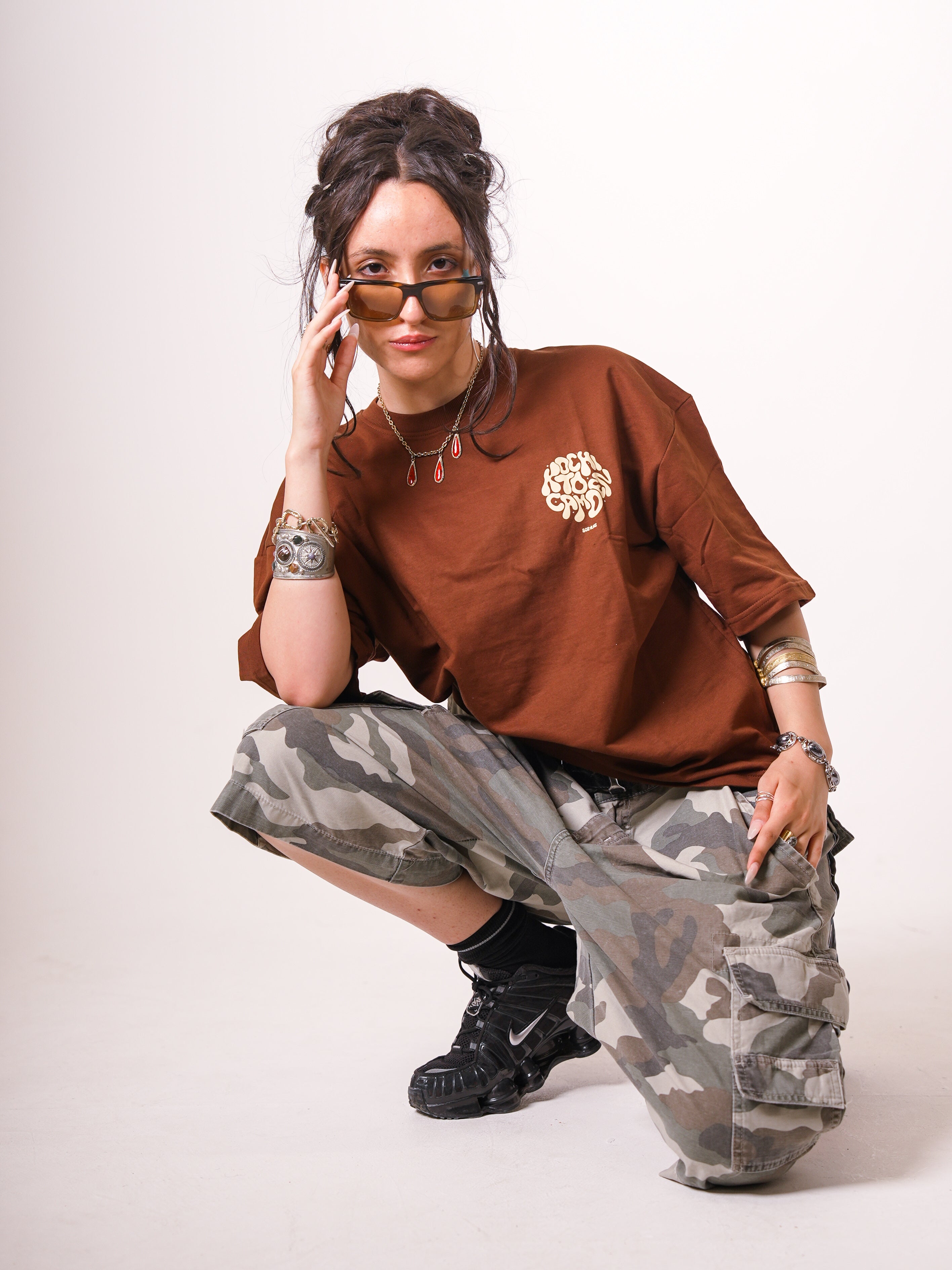 KOCHI TO CAMDEN OVERSIZED TEE — BROWN